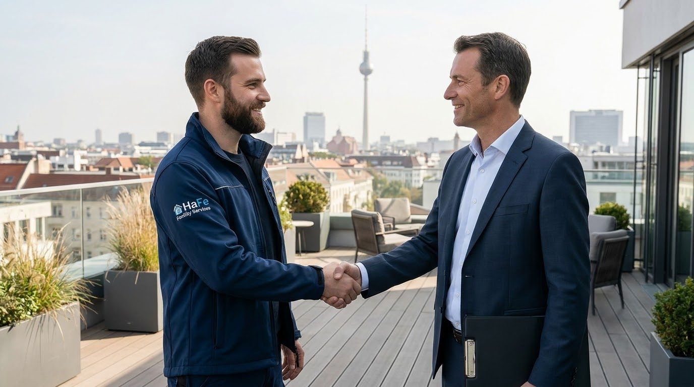 HaFe Facility Services im Gespräch mit einem Kunden in Berlin