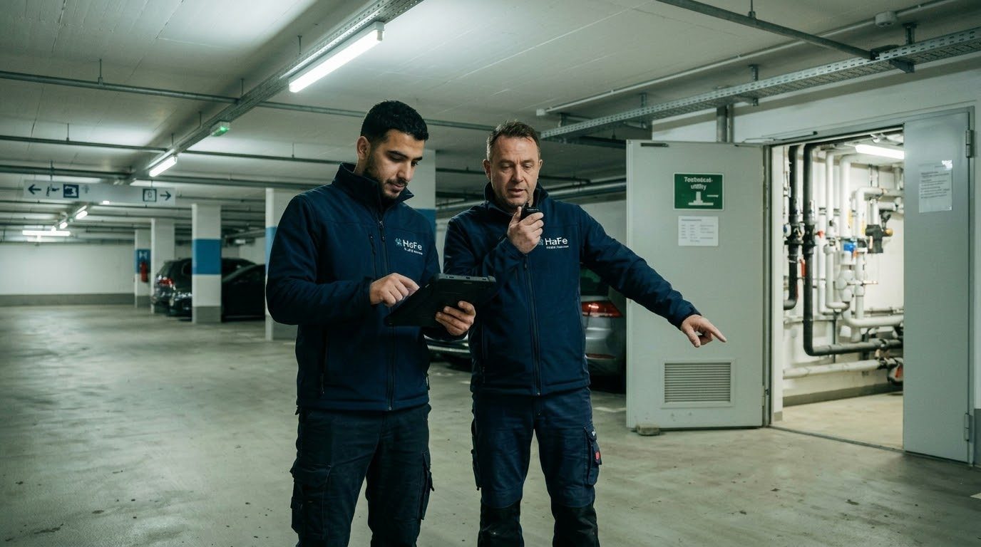 Projektsteuerung: Abstimmung vor Ort in einer Tiefgarage