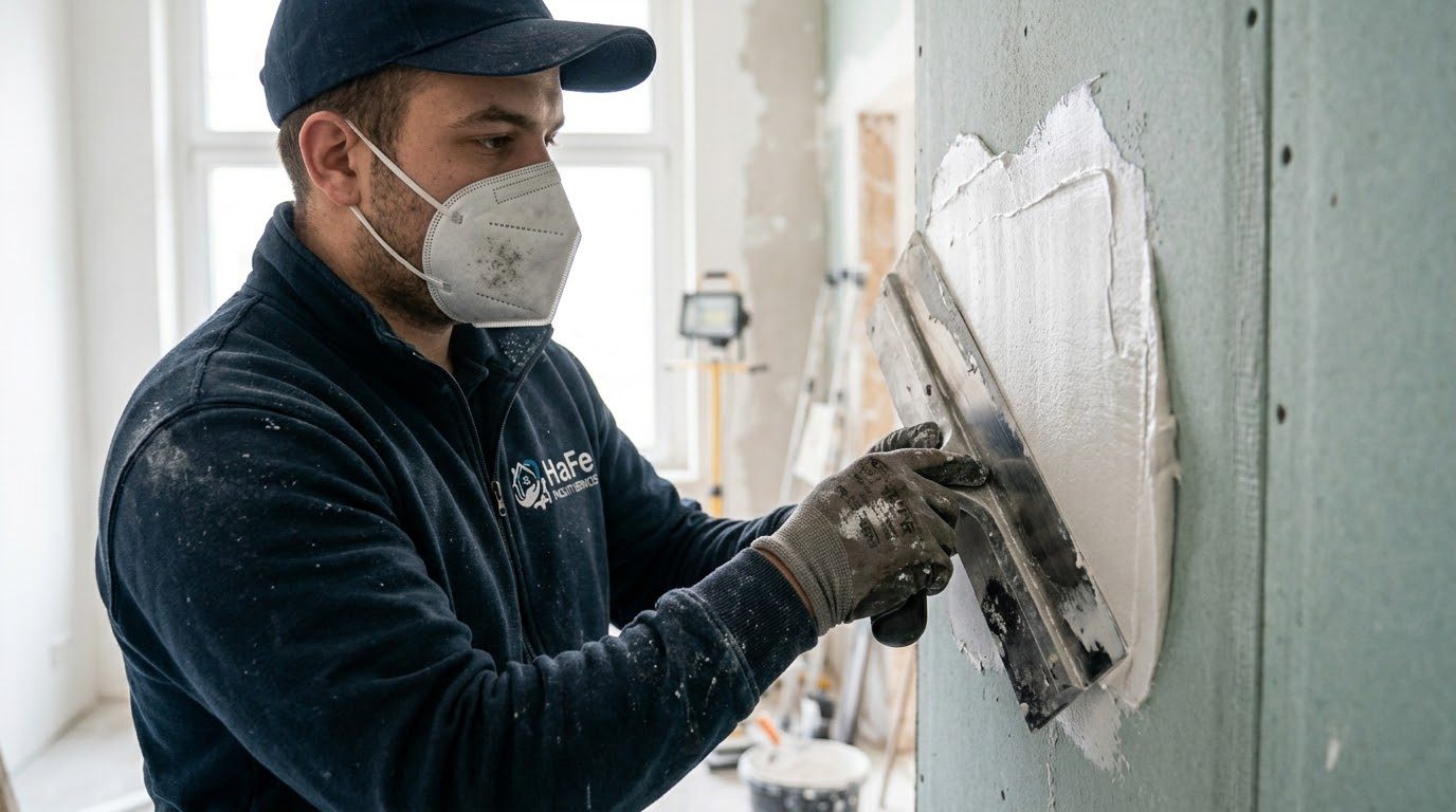 Sorgfältige Spachtelarbeiten bei einer Renovierung in Berlin