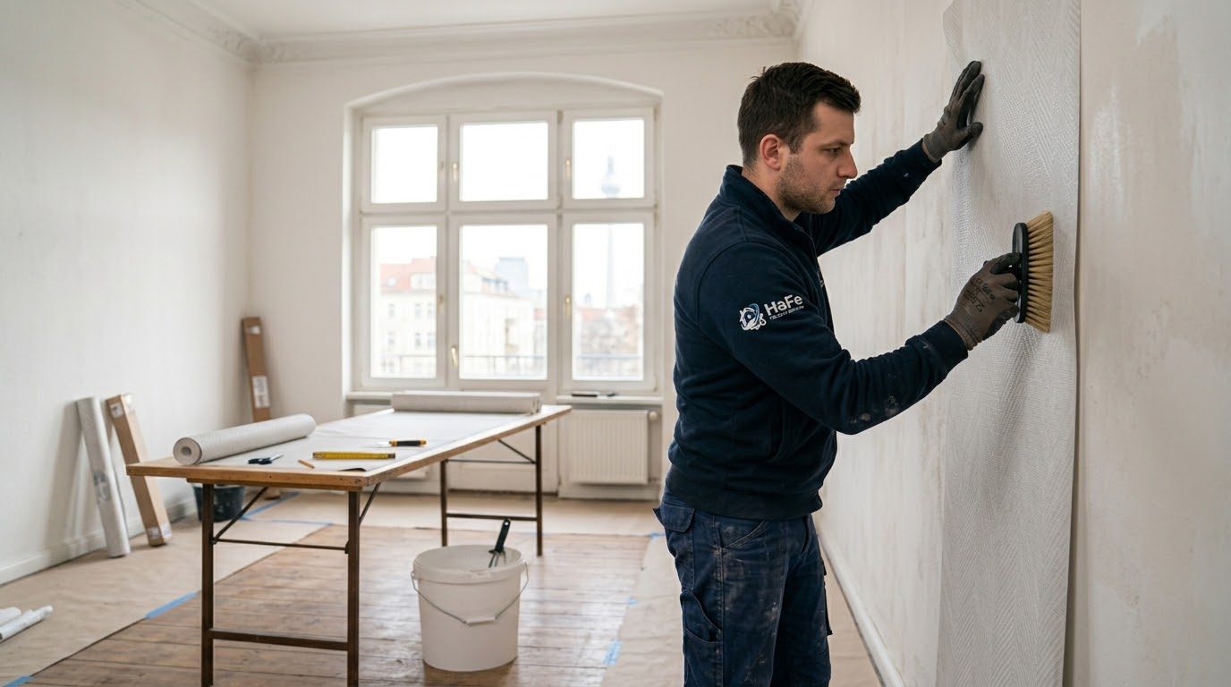 Tapezierarbeiten in einer Berliner Altbauwohnung